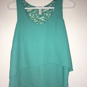 Blue mesh laced tank top. Size S